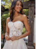 Beaded Ivory Lace Tulle Graceful Wedding Dress With Detachable Sleeves